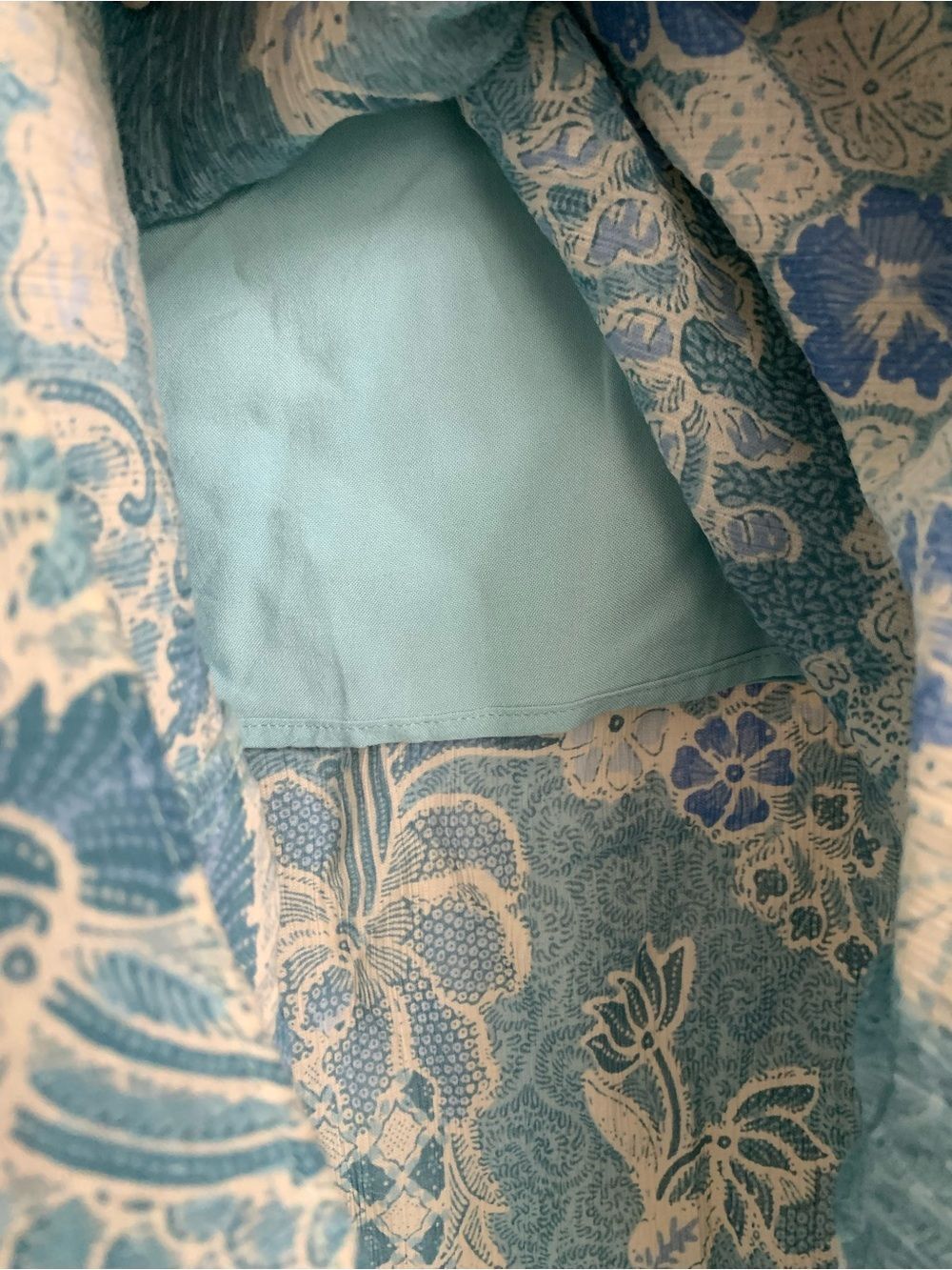 Abercrombie & Fitch Blue Floral Ruffle Tiered Cascading Crinkle Swim Sarong Sm - Picture 5 of 7